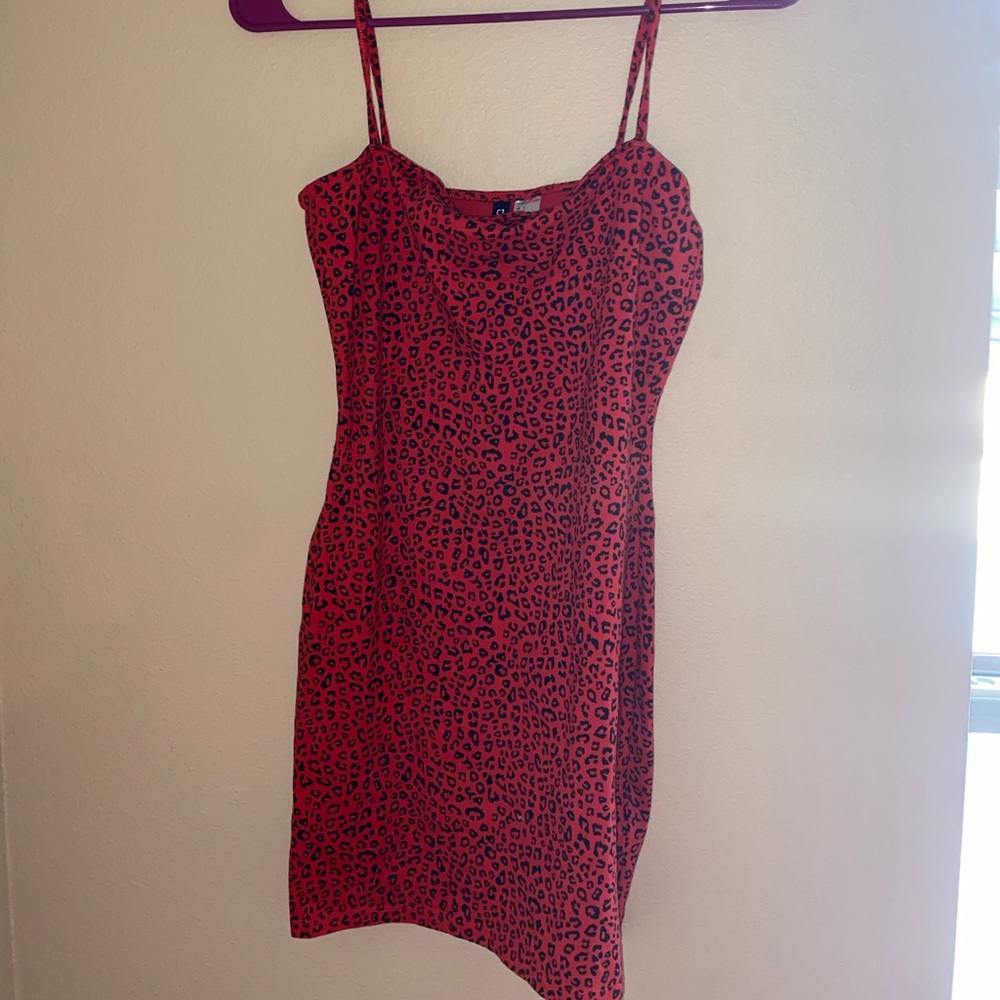Red summer dress.